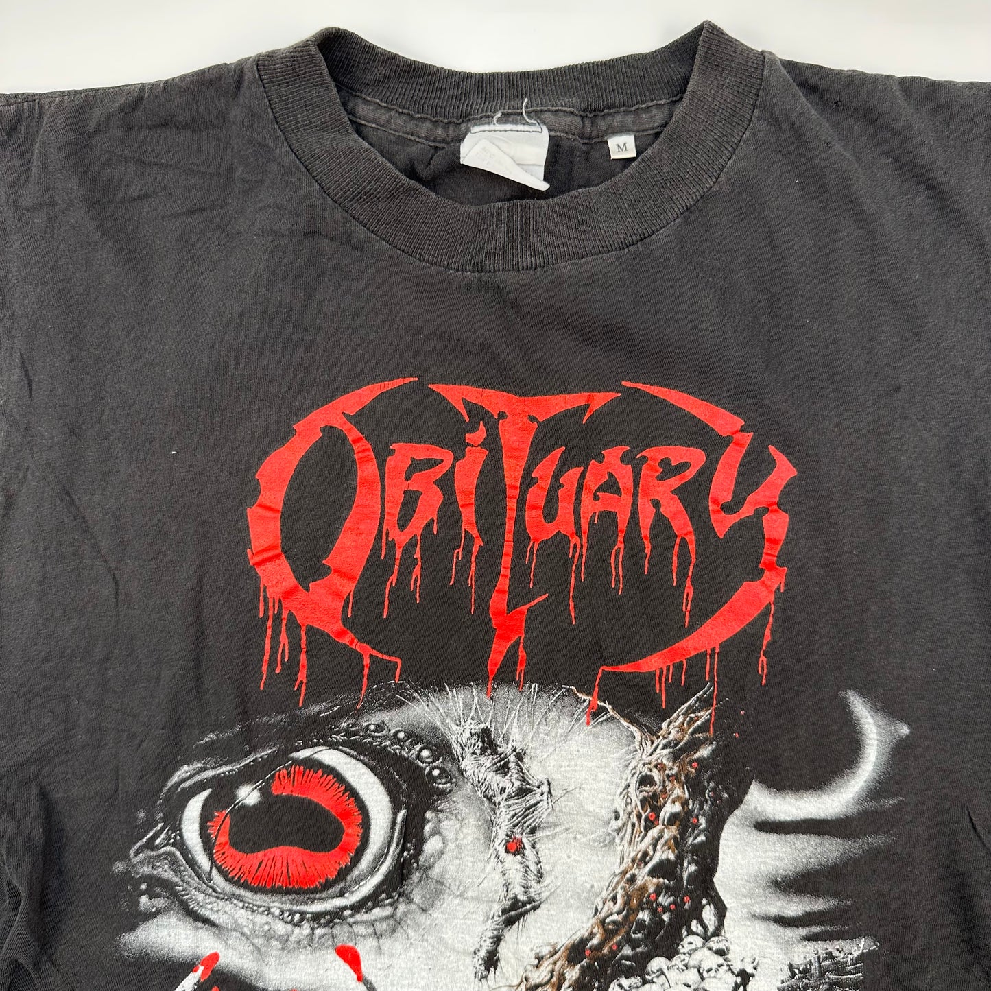 Vintage 1990 Obituary Cropped Shirt Medium Cause Of Death