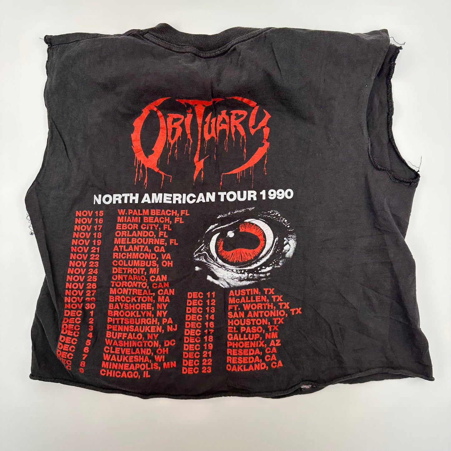 Vintage 1990 Obituary Cropped Shirt Medium Cause Of Death