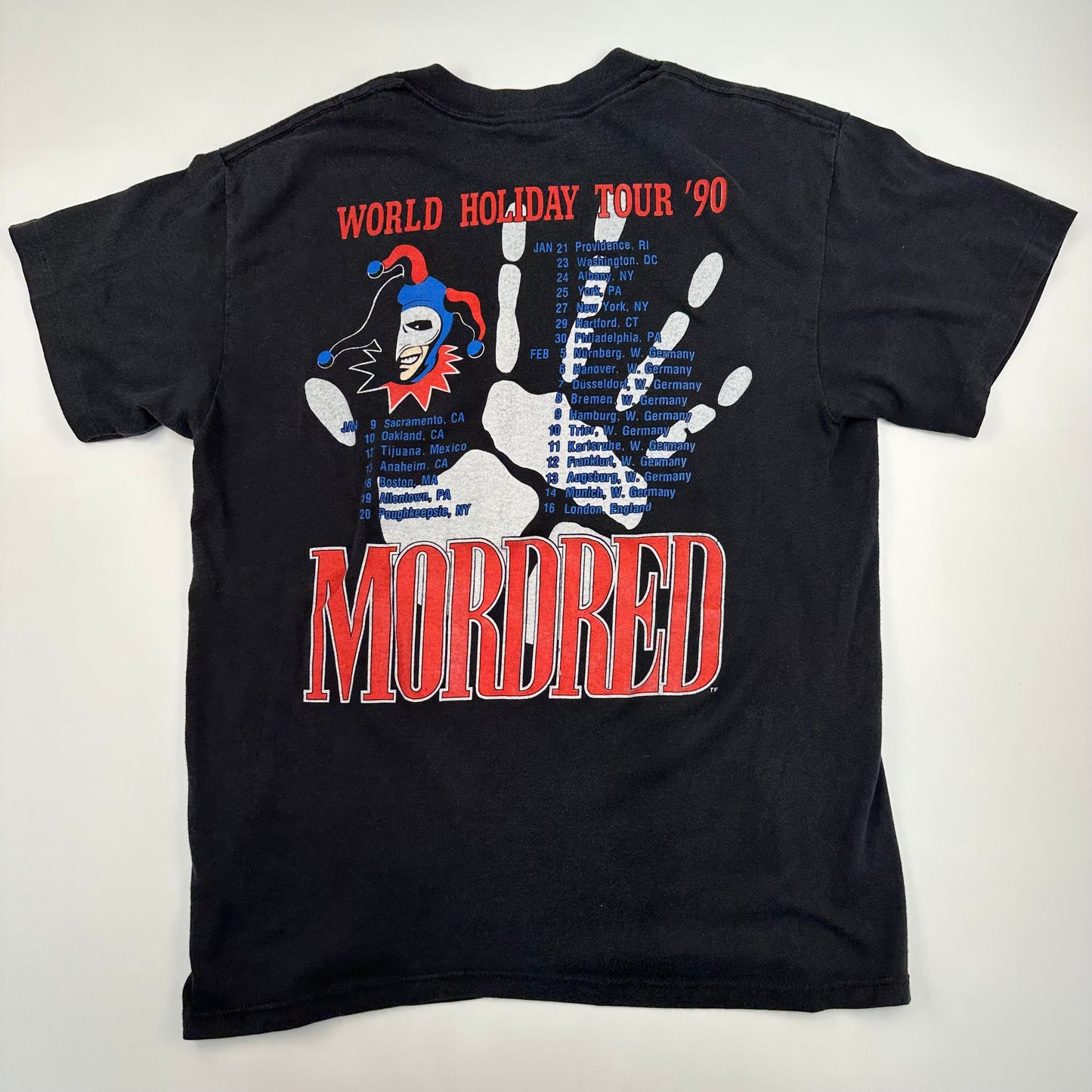 Vintage 1990 Mordred Shirt XL World Holiday Tour