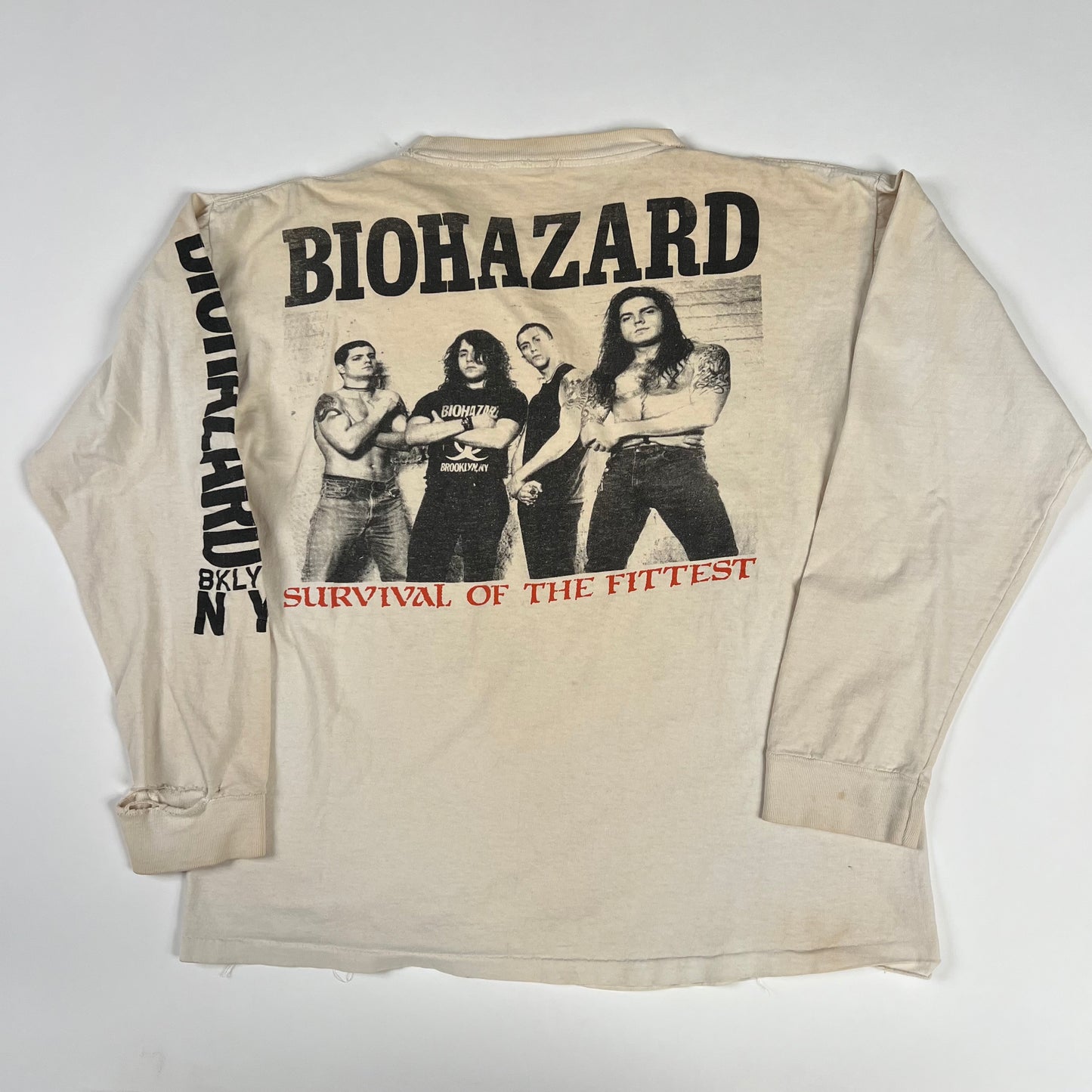 Vintage 1991 Biohazard Long Sleeve Shirt Large Survival Of The Fittest