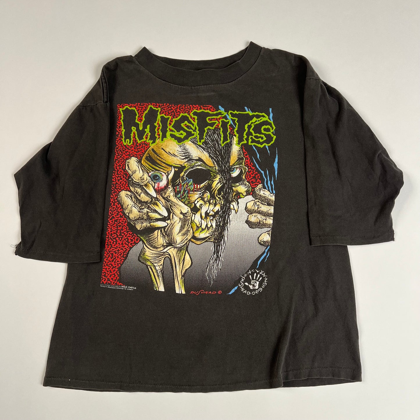 Vintage 90s Misfits Shirt Large 3/4 Sleeve Pushead