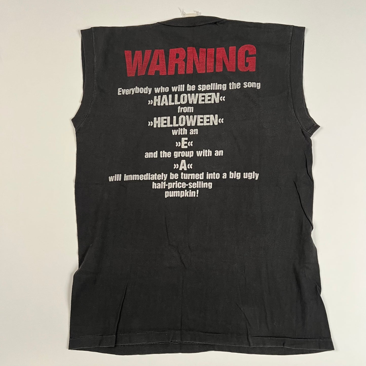 Vintage 80s Helloween Sleeveless Shirt Large Autographed Warning Big Ugly Pumpkin